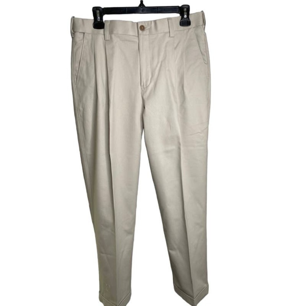 Cabela's Men's Khaki‎ Pants 34x30 Khaki Pleated Front Cuffed